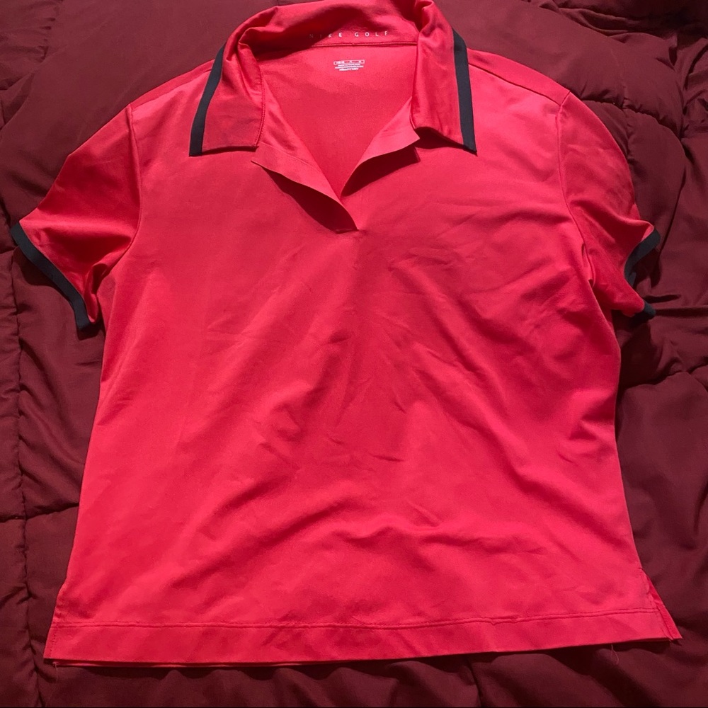 Nike Golf Fit Dry Collared Shirt Dark Pink Black Trim M EUC